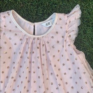 H&M soft pink, rose gold glitter polka dots